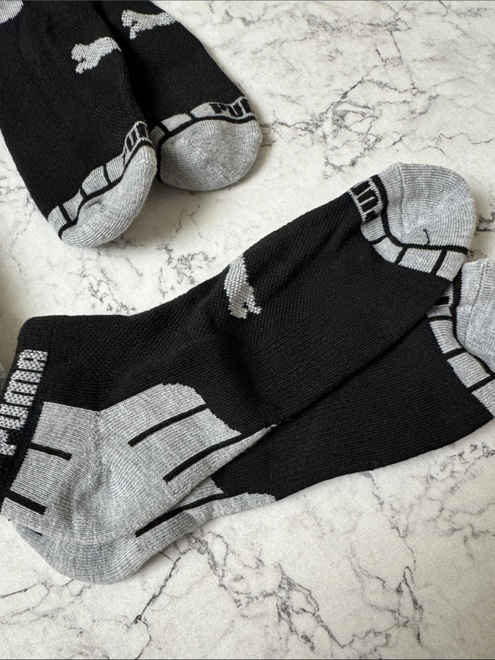 Puma Men’s Black and Gray Low-Cut Athletic Socks - 3 Pack